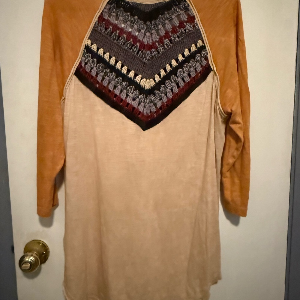 Free People We The Free Spring Bound Crochet Panel Shirt - Picture 6 of 8